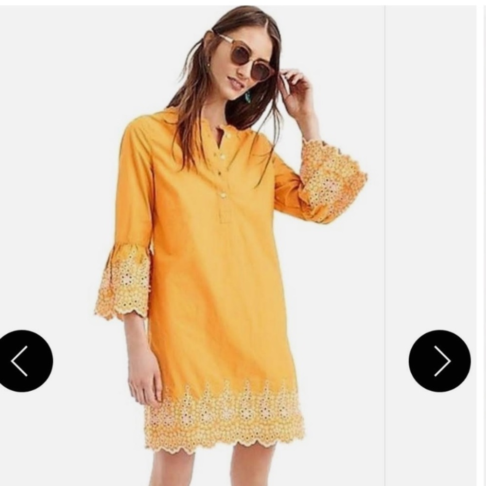 J. Crew Mustard Dress with Eyelet Details